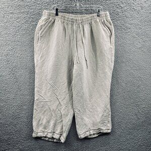 Lane‎ Bryant Pants Womens 18/20 Beige Linen Blend Cropped Drawstring Relaxed Fit